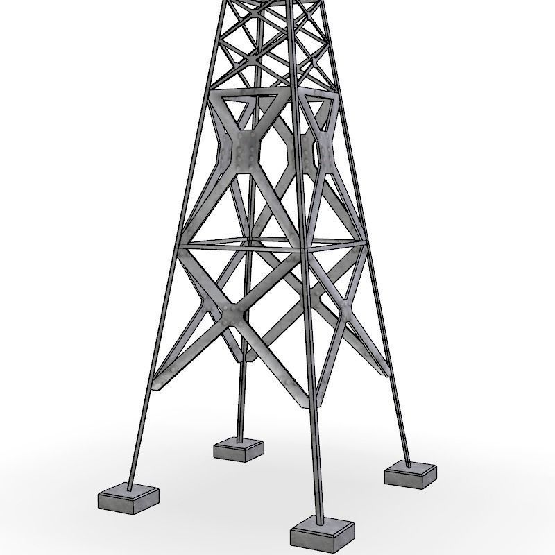 Powerline Low-poly 3D model_4