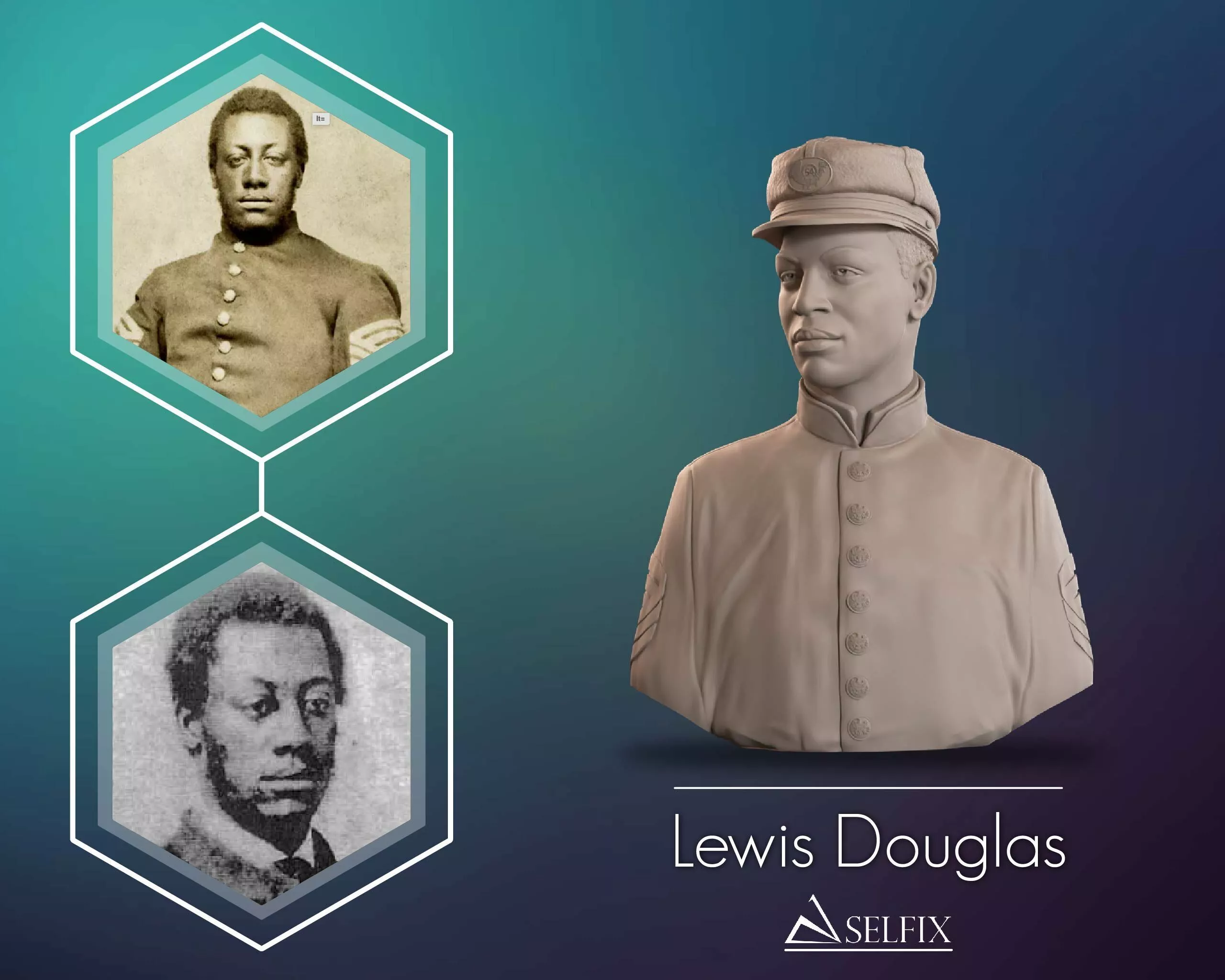 Lewis Henry Douglass Bust Sculpture 3D print model