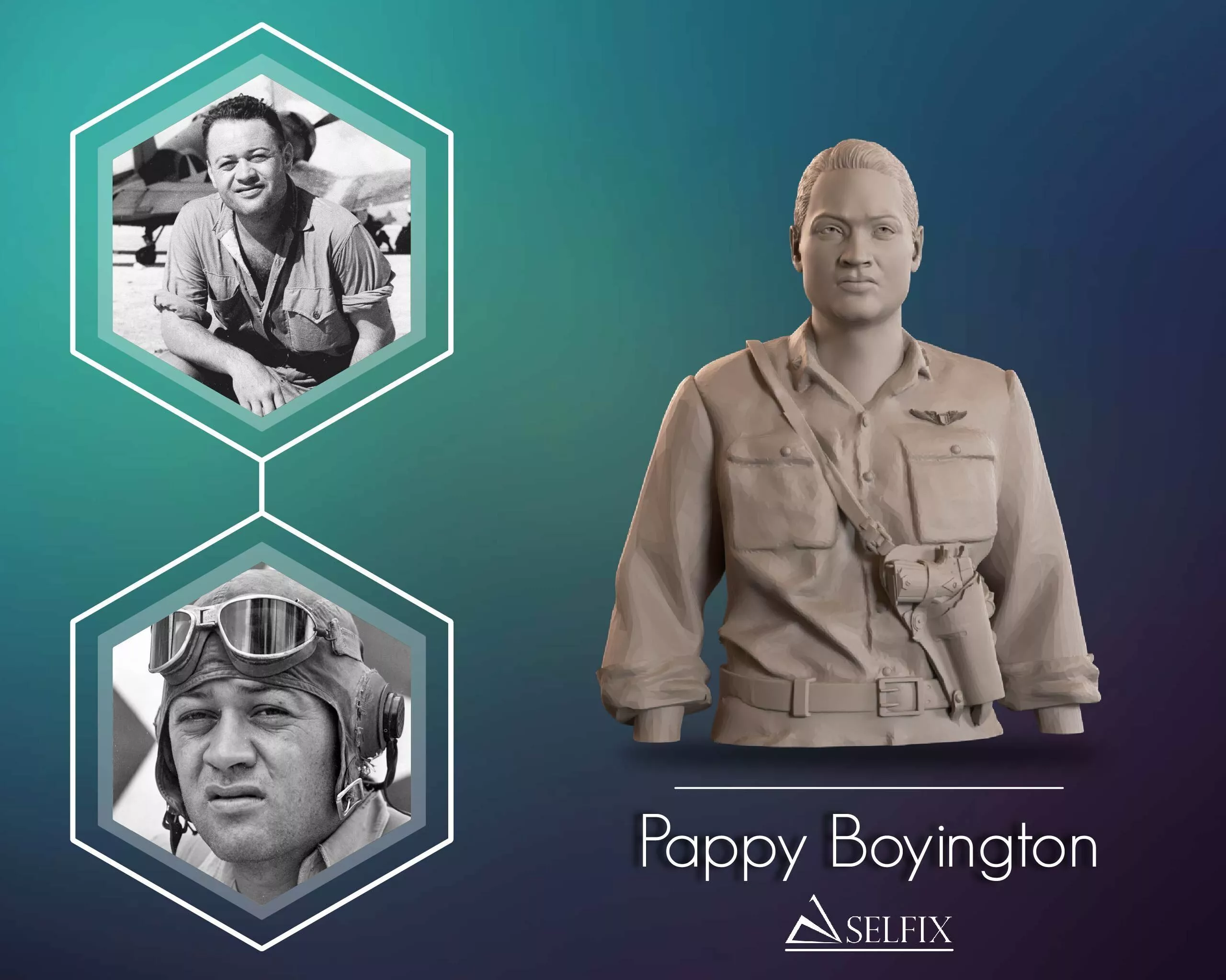 Pappy Boyington Bust Sculpture 3D print model