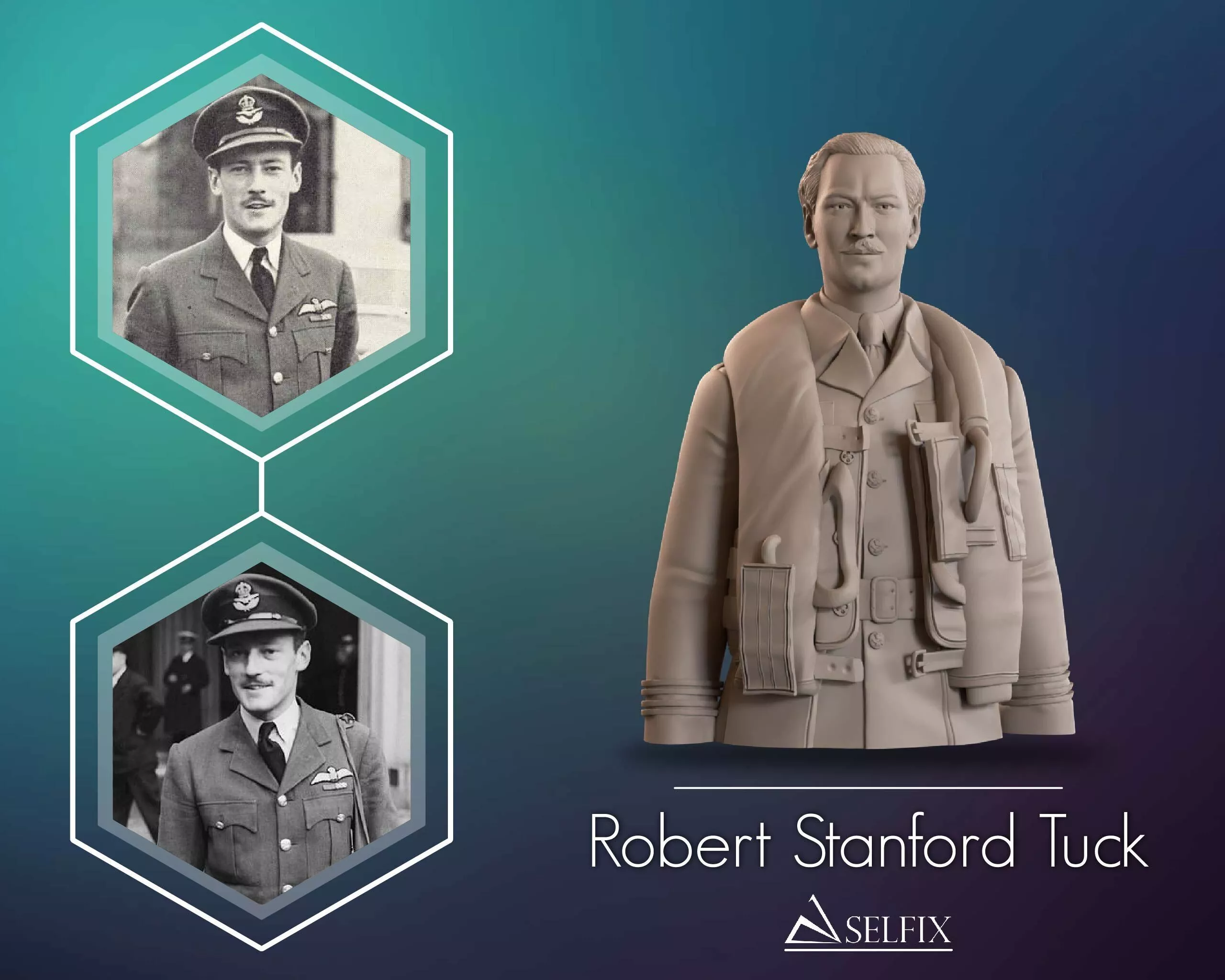 Robert Stanford Tuck Bust Sculpture 3D print model