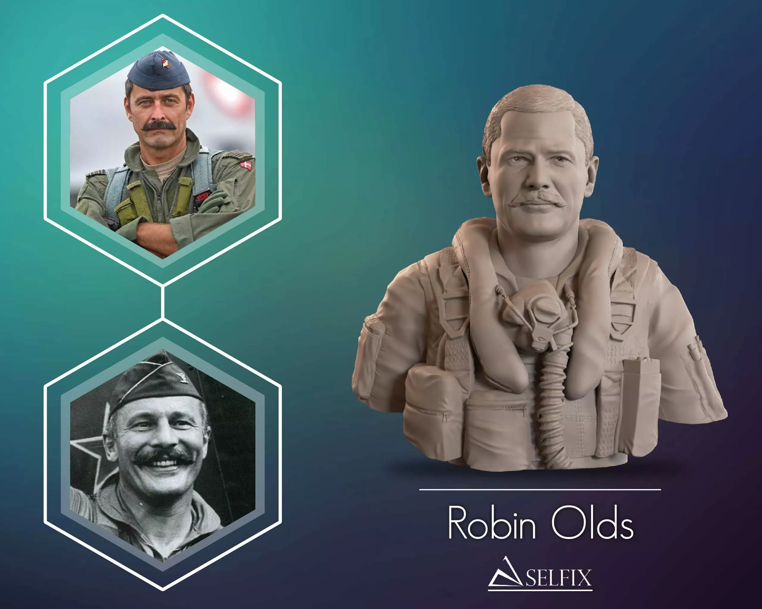 Robin Olds Bust Sculpture 3D print model