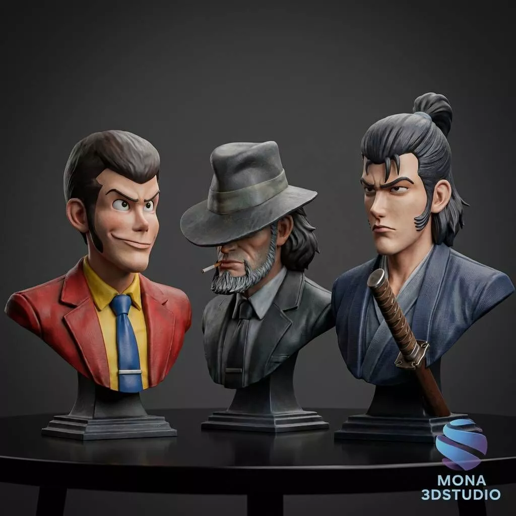 Lupin III Crew Mega Bundle - Lupin Jigen Goemon 3D Busts STL 3D print model