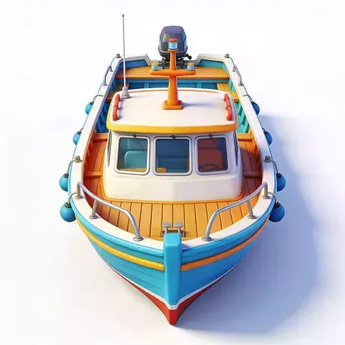 Stylized 3D Tropical Motorboat Model