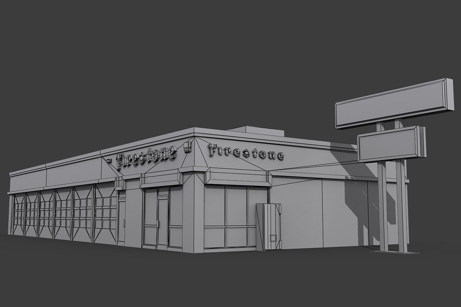 Firestone Complete Auto Service Building Low-poly 3D model_1