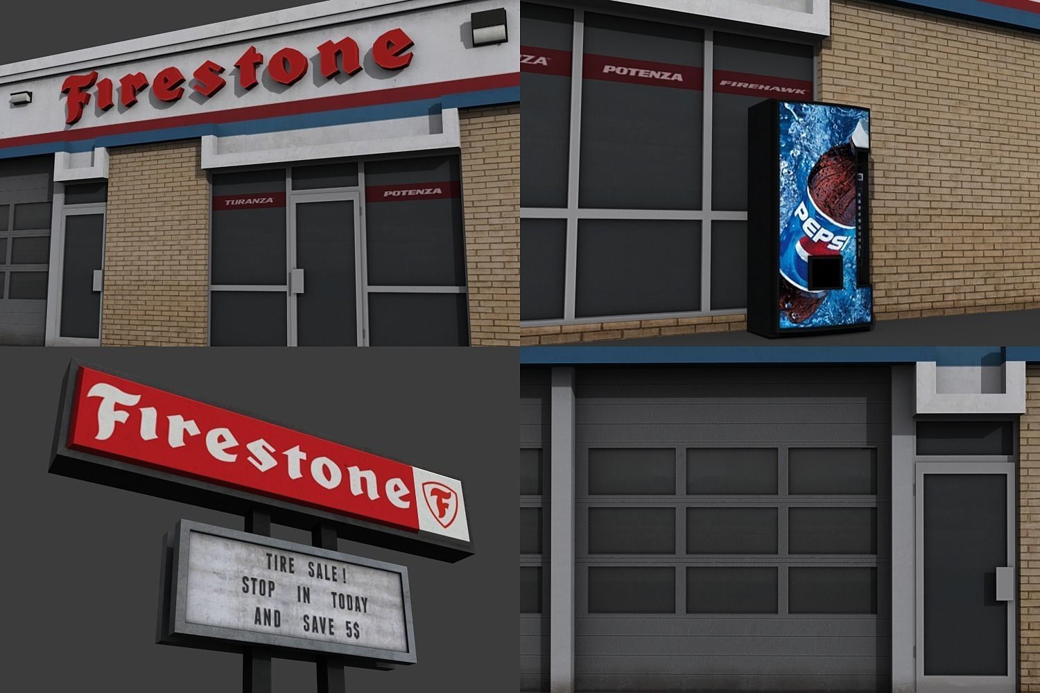 Firestone Complete Auto Service Building Low-poly 3D model_6