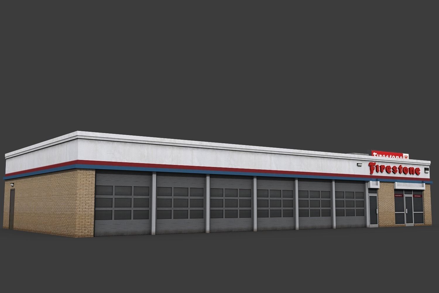 Firestone Complete Auto Service Building Low-poly 3D model_2