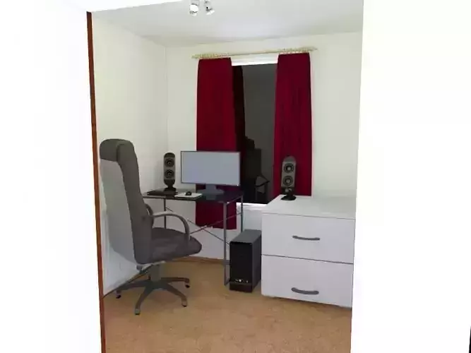 Workspace room with desk and chair 3D model