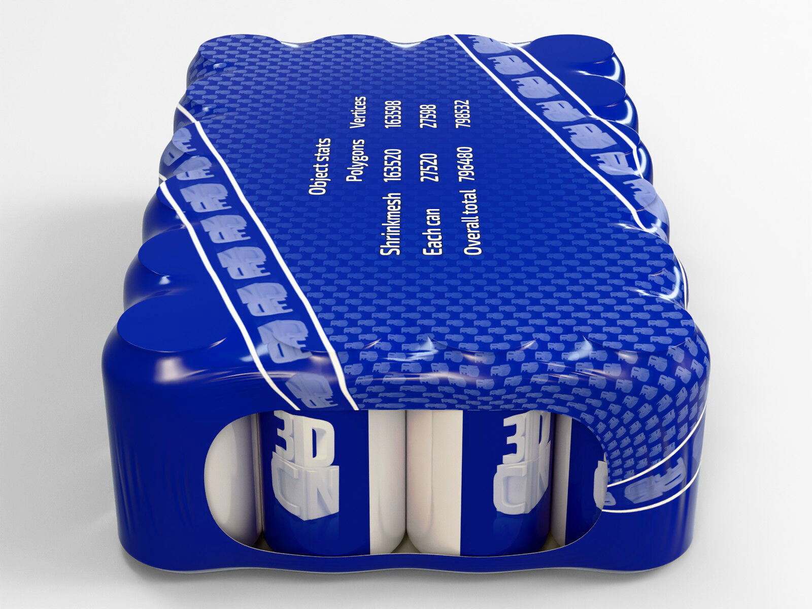 24 pack 330ml cans plastic shrinkwrapped 3D model_4