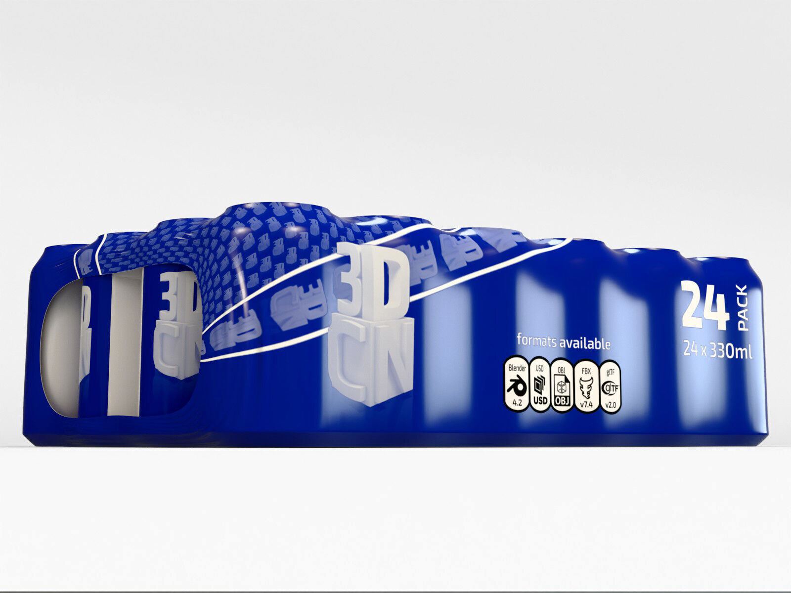 24 pack 330ml cans plastic shrinkwrapped 3D model_8