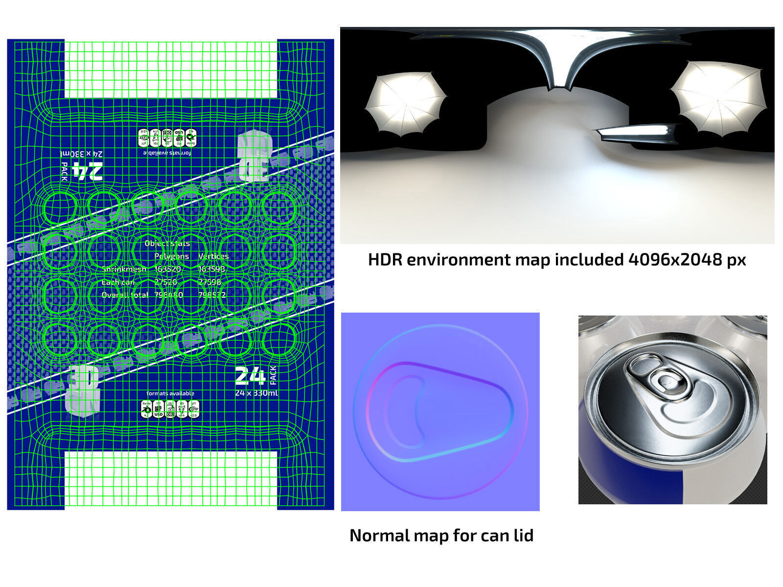 24 pack 330ml cans plastic shrinkwrapped 3D model_13