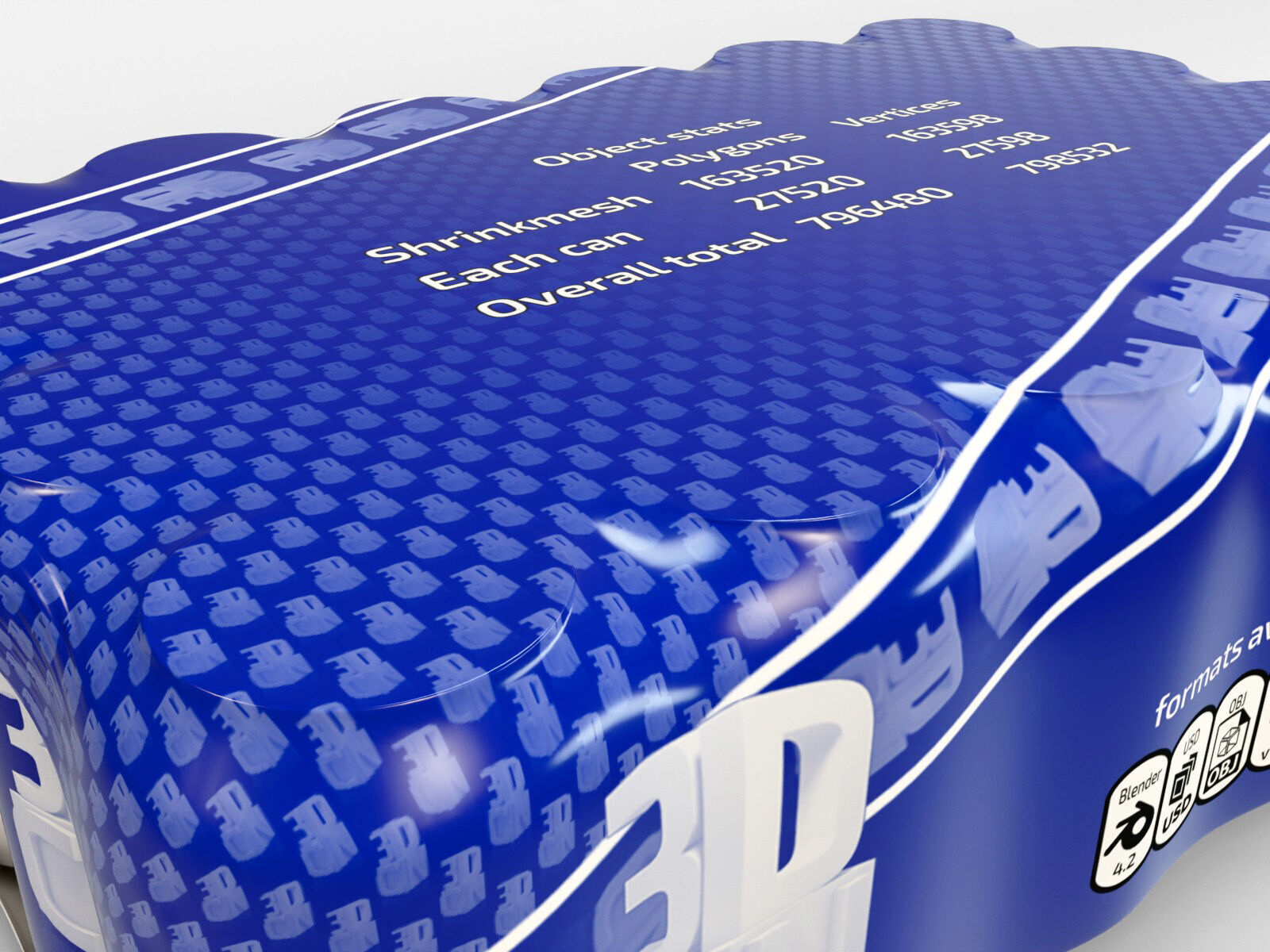 24 pack 330ml cans plastic shrinkwrapped 3D model_6