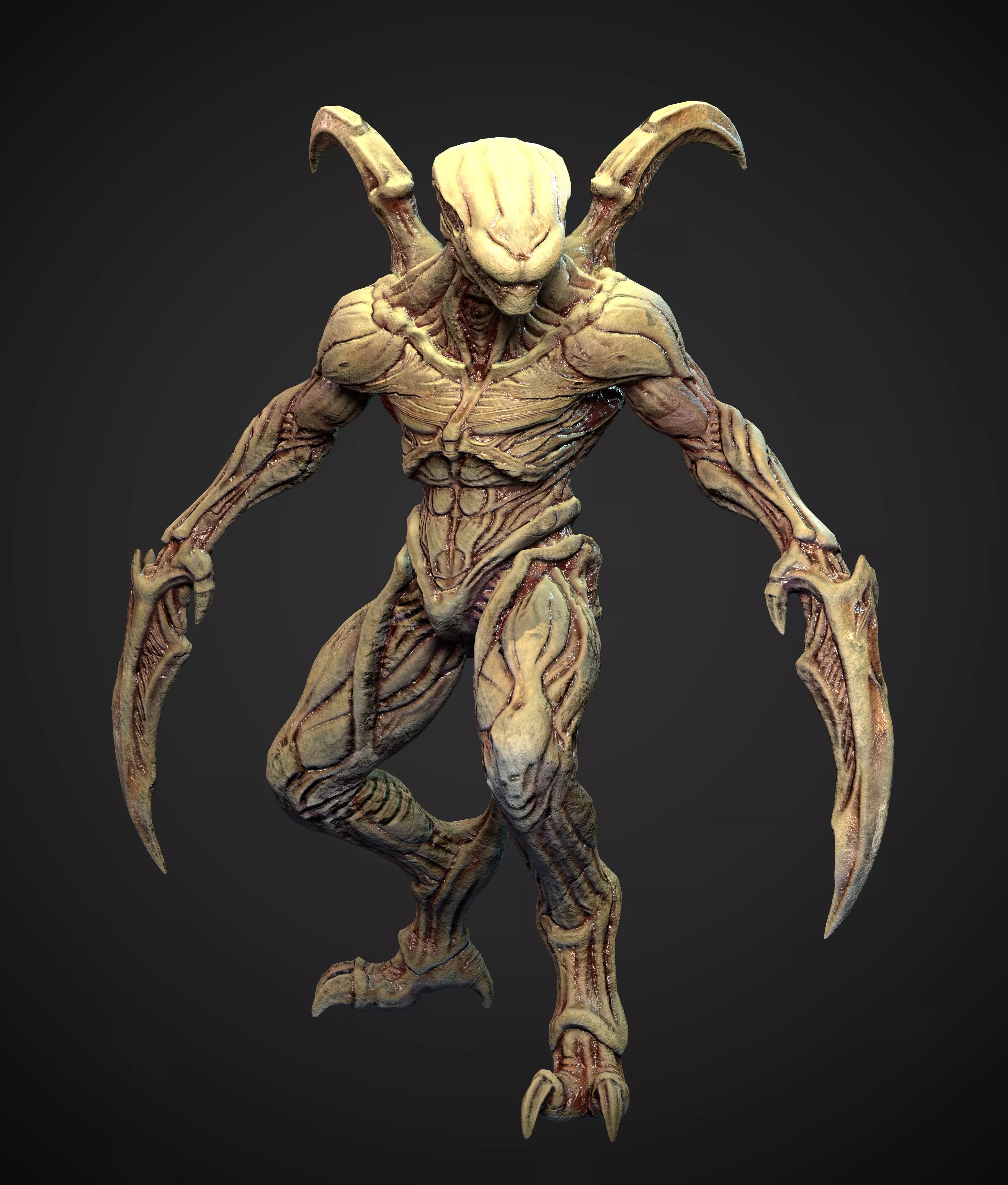 Alien Hunter - Enemy 3D Horror Character Game Ready Low Poly Low-poly 3D model