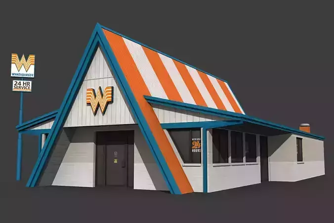 Whataburger Restaurant Building Low-poly 3D model