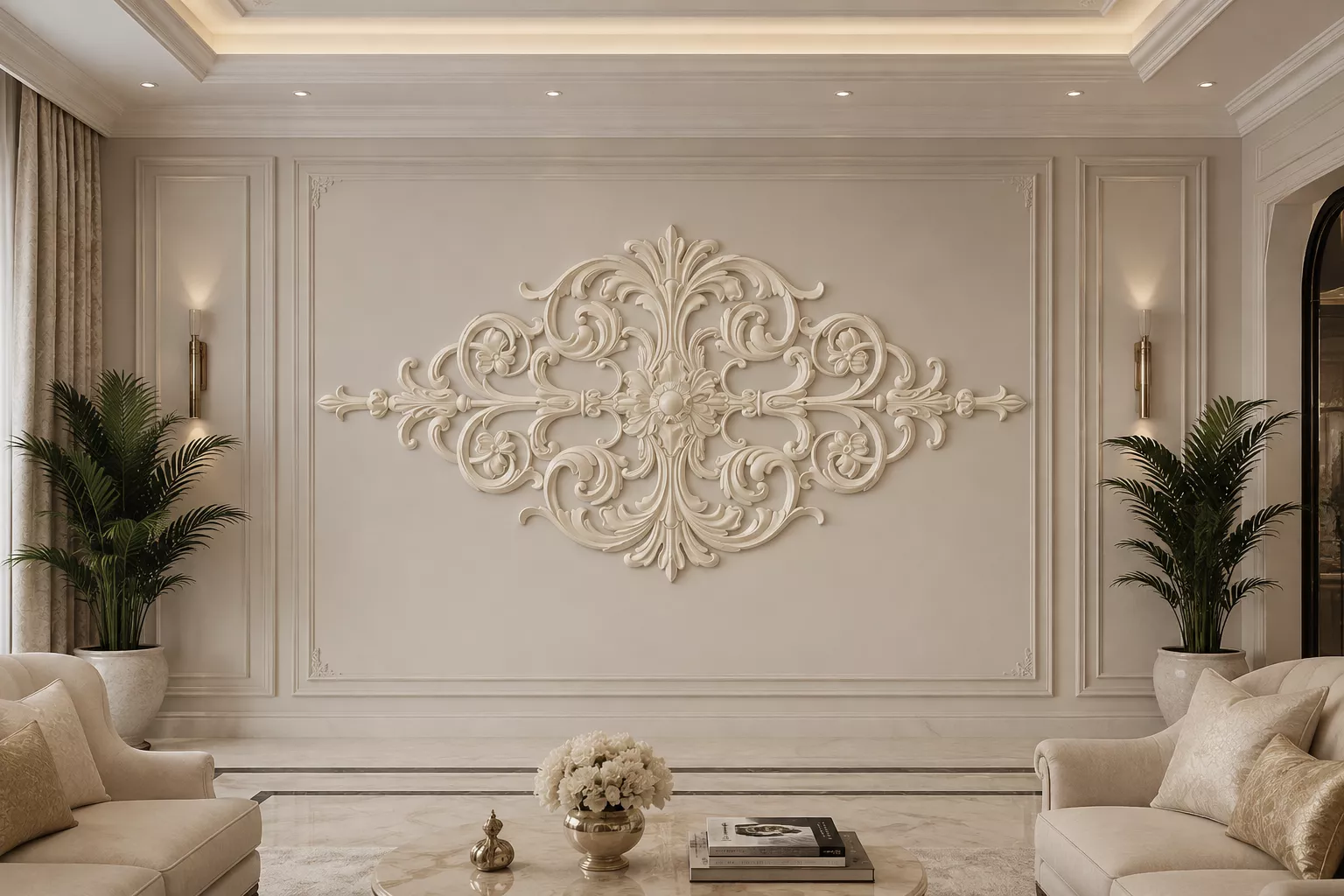 Classic Ornamental Wall Panel 3D Relief for CNC and 3D Printing 3D model