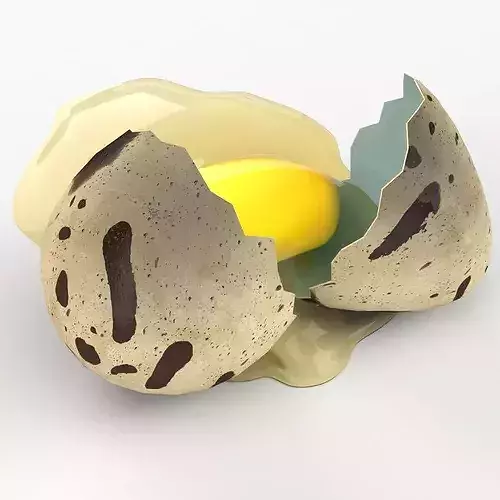 Cracked Quail Egg 3D model 2