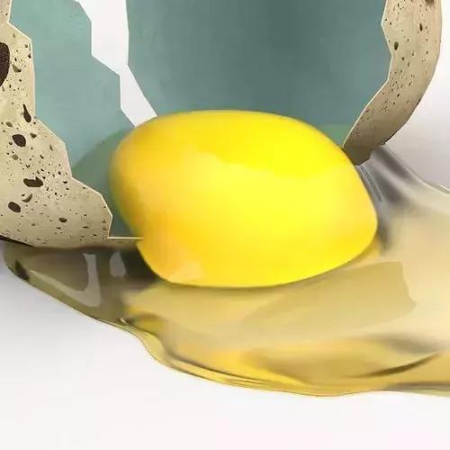 Cracked Quail Egg 3D model 4