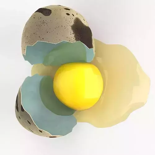 Cracked Quail Egg 3D model 5