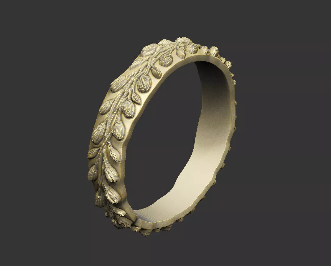 Organic engagement floral botanical acanthus leaf laurel rose 3D print model
