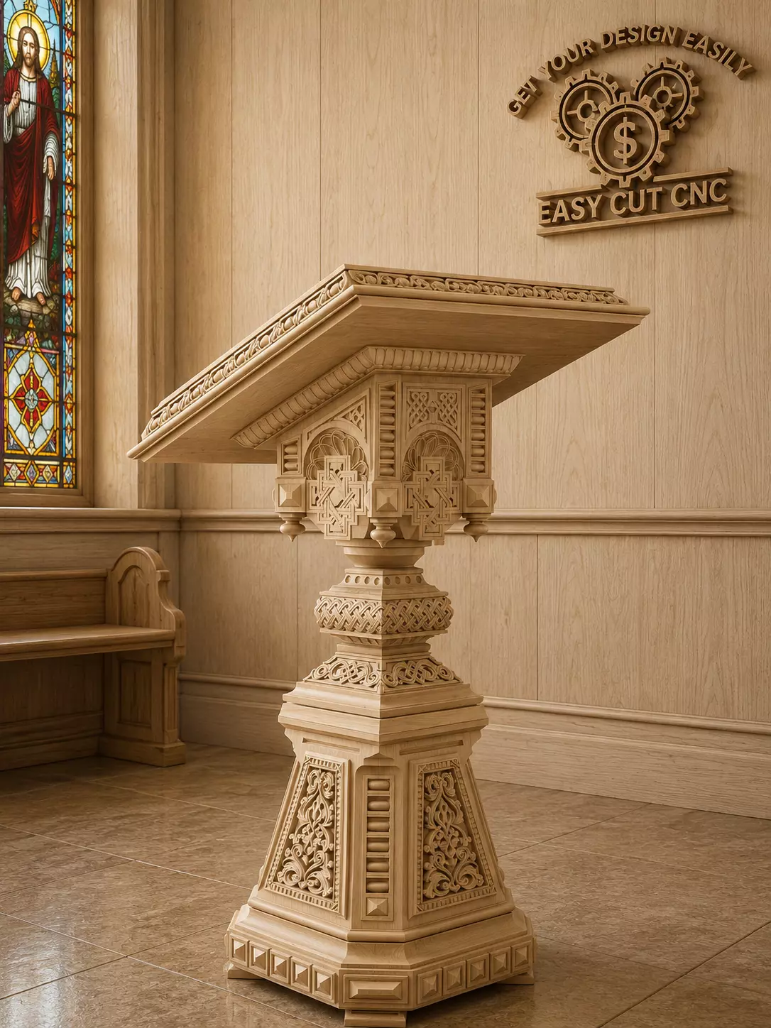 Ornamental Church Lectern CNC Design 3D model