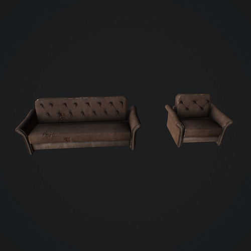 OldCouchArmchair pbr sofa and chair
