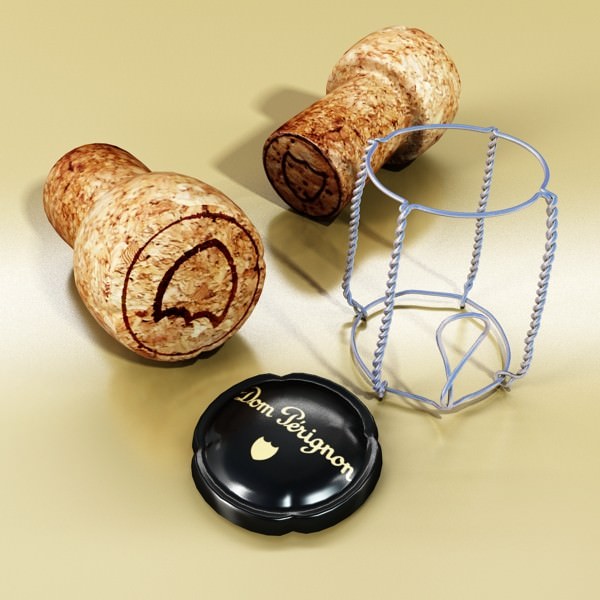 Champagne Set 3 - Bottle Flute and Ice Bucket 3D model_18