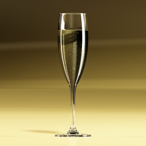 Champagne Set 3 - Bottle Flute and Ice Bucket 3D model_27