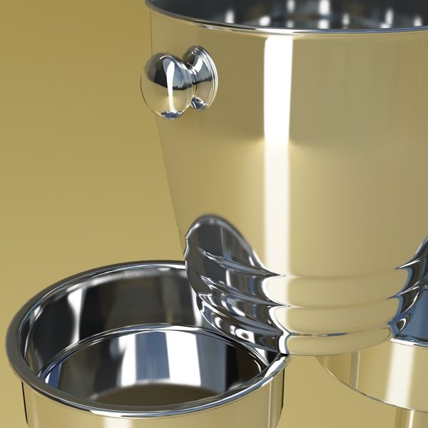 Champagne Set 3 - Bottle Flute and Ice Bucket 3D model_6
