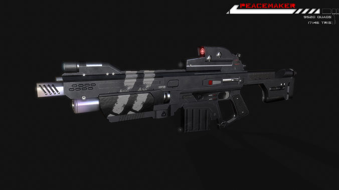 Lowpoly Sci fi Rifle Peacemaker  Low-poly 3D model