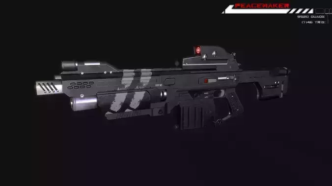 Lowpoly Sci fi Rifle Peacemaker  Low-poly 3D model
