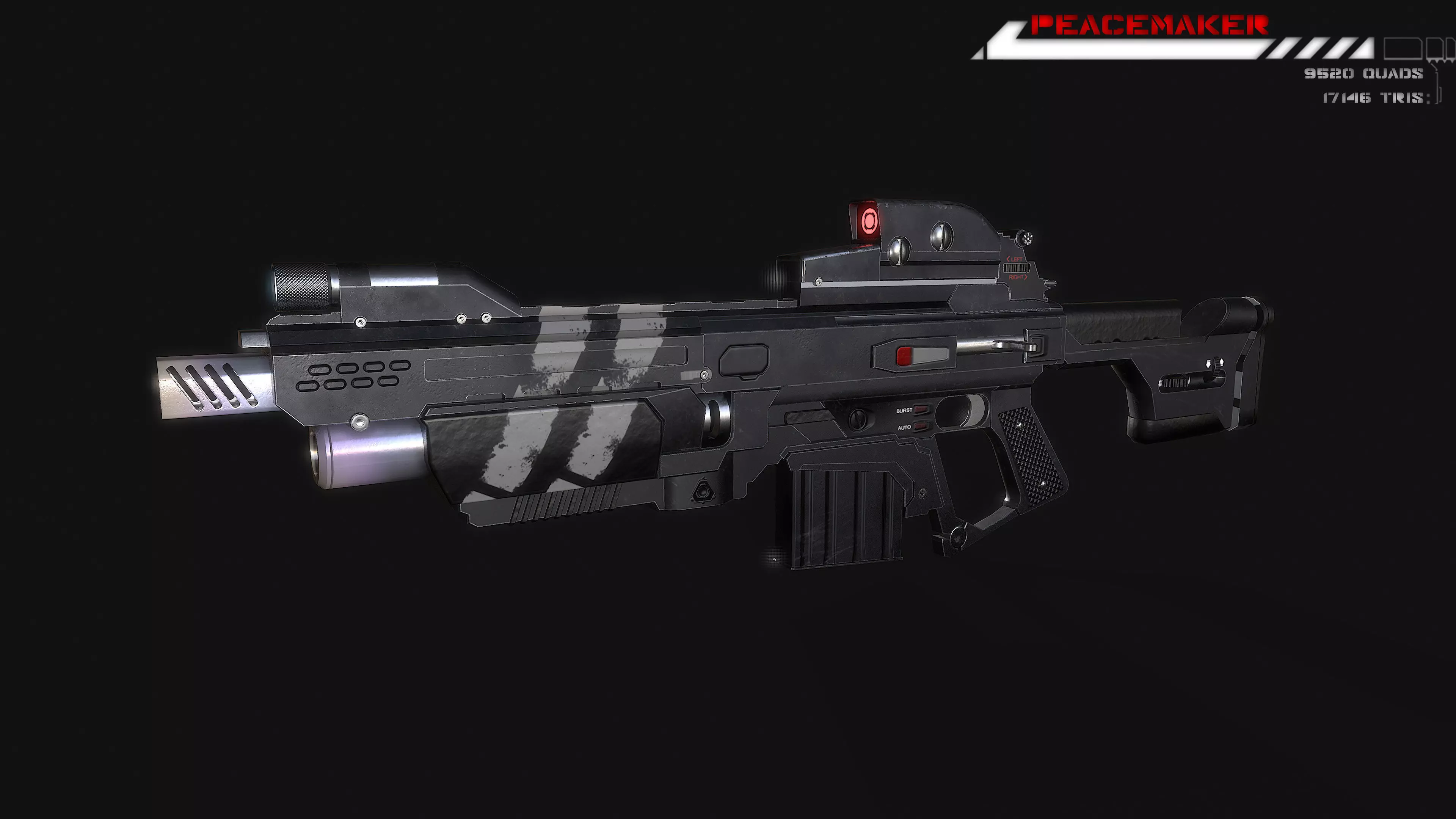 Lowpoly Sci fi Rifle Peacemaker  Low-poly 3D model_0