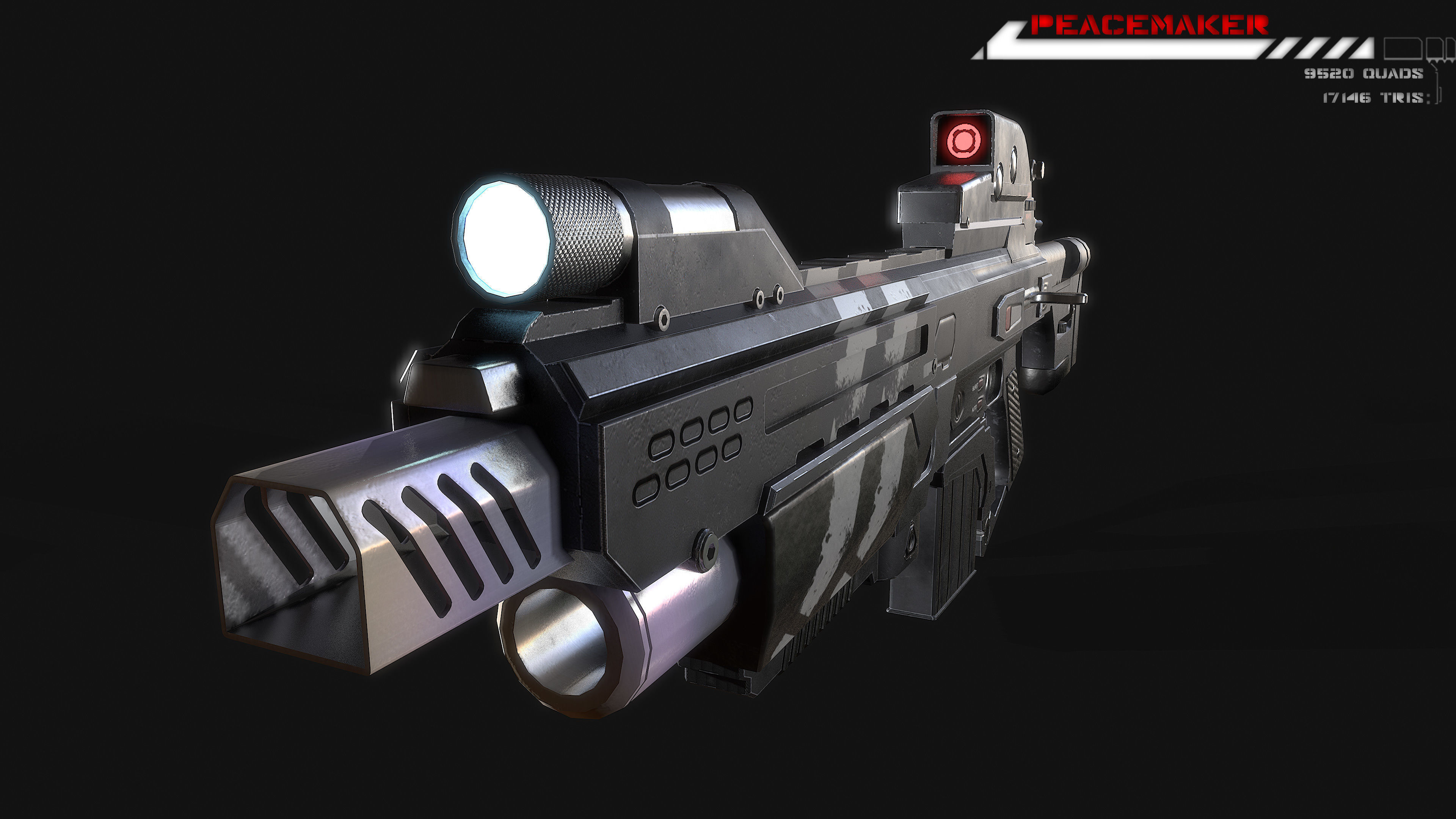 Lowpoly Sci fi Rifle Peacemaker  Low-poly 3D model_3