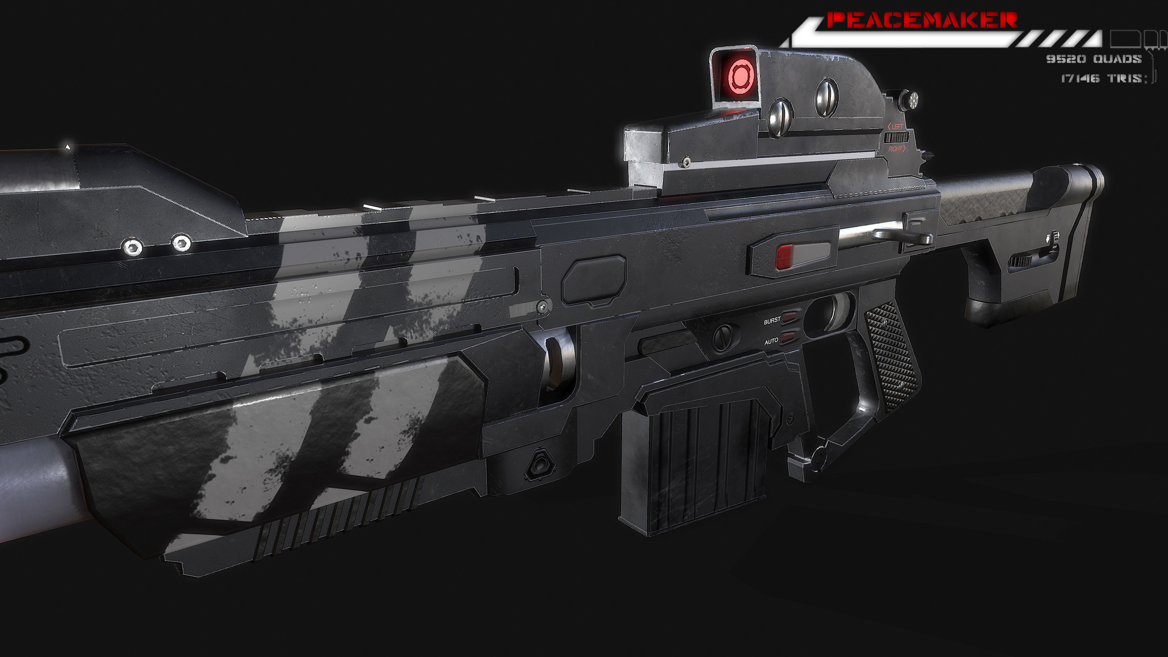 Lowpoly Sci fi Rifle Peacemaker  Low-poly 3D model_4