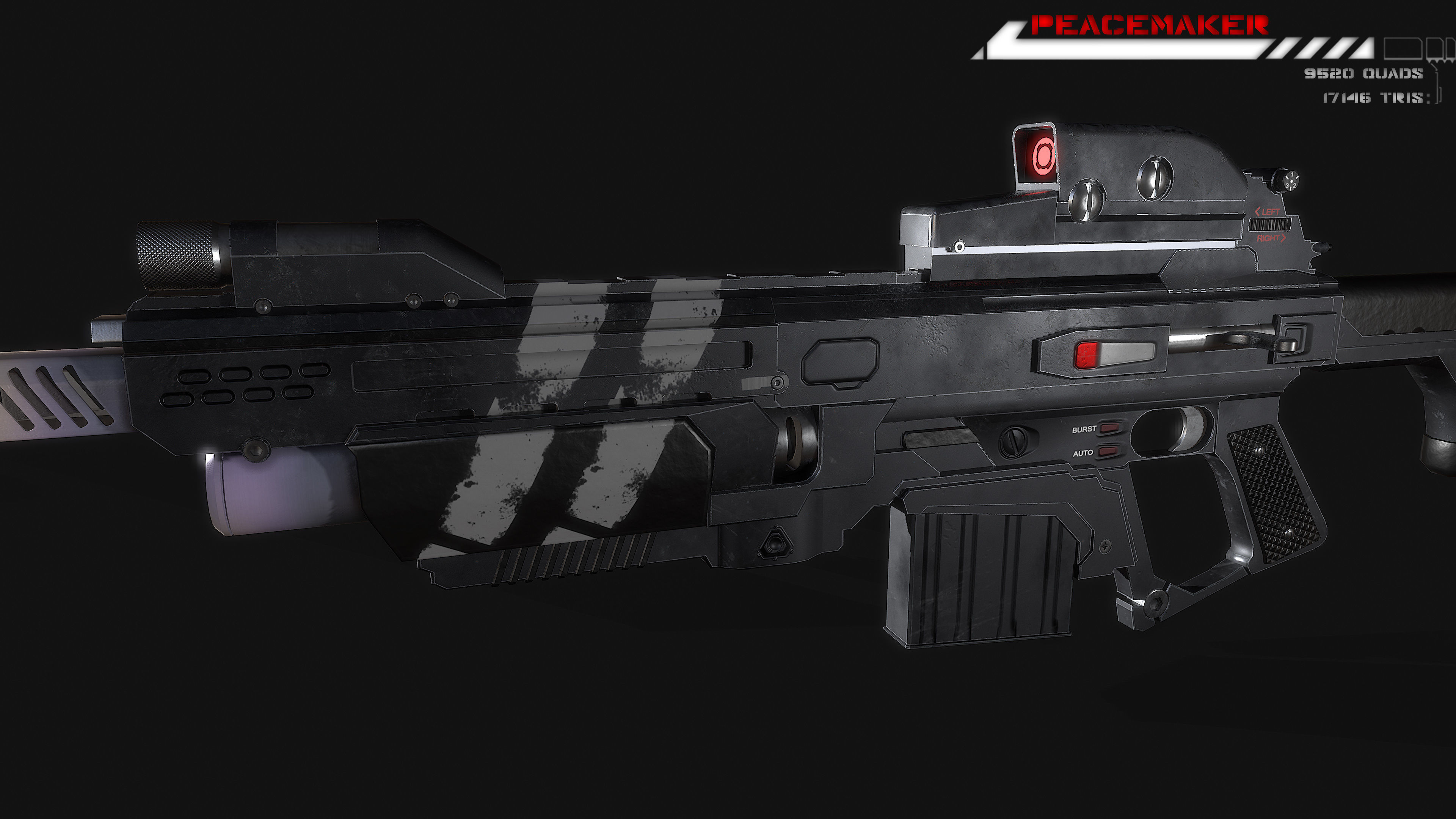 Lowpoly Sci fi Rifle Peacemaker  Low-poly 3D model_5