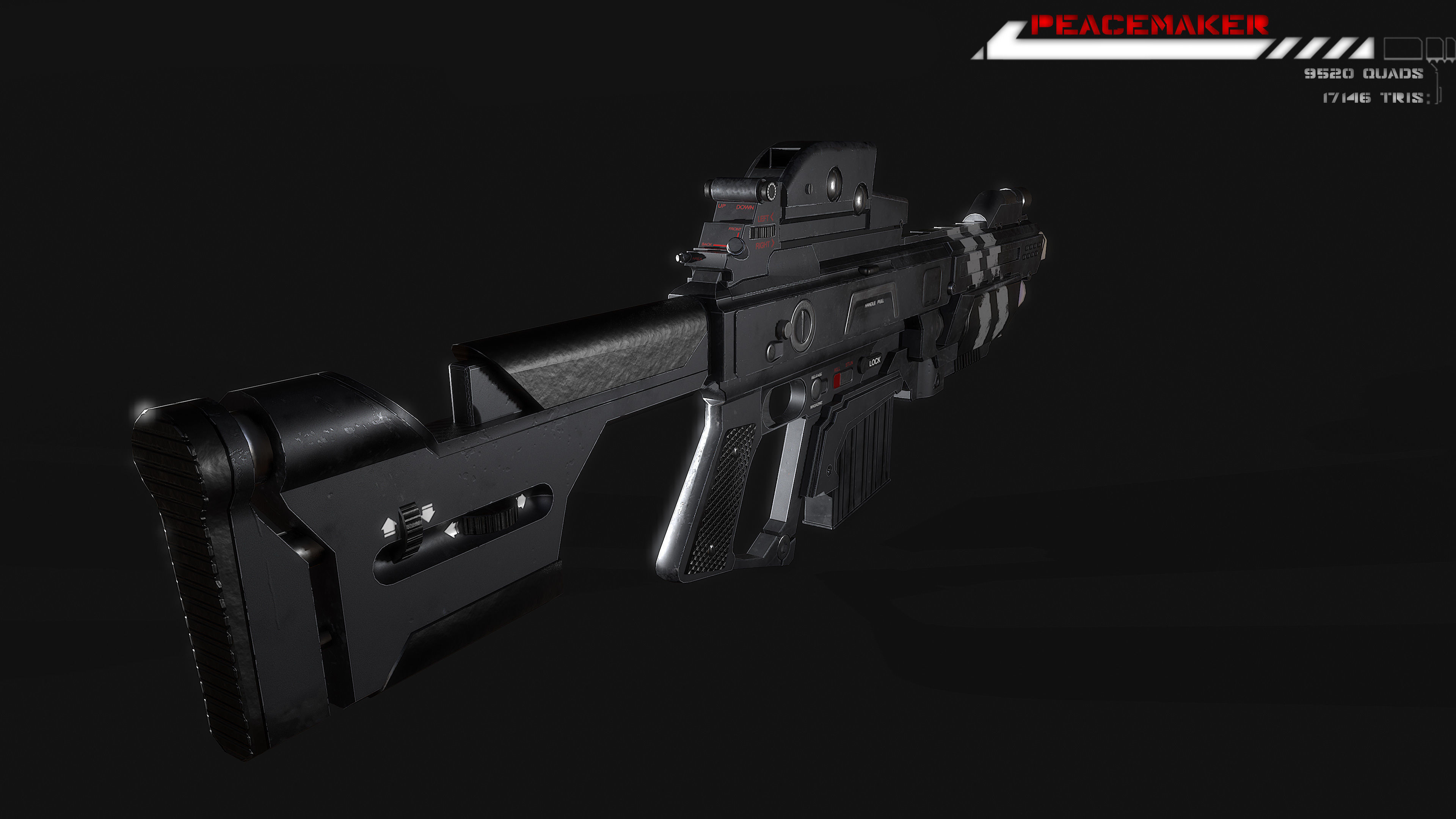 Lowpoly Sci fi Rifle Peacemaker  Low-poly 3D model_6