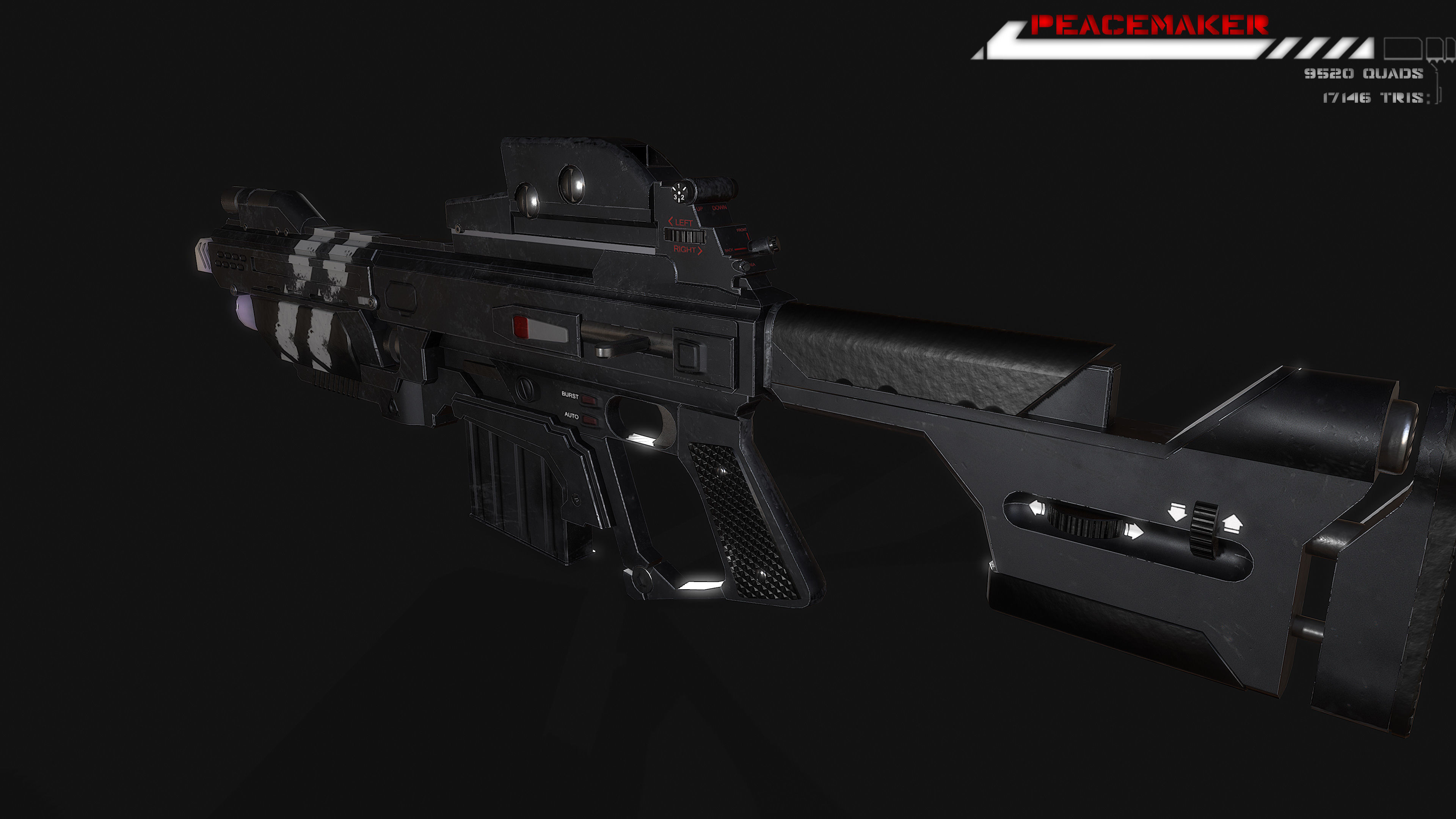 Lowpoly Sci fi Rifle Peacemaker  Low-poly 3D model_10