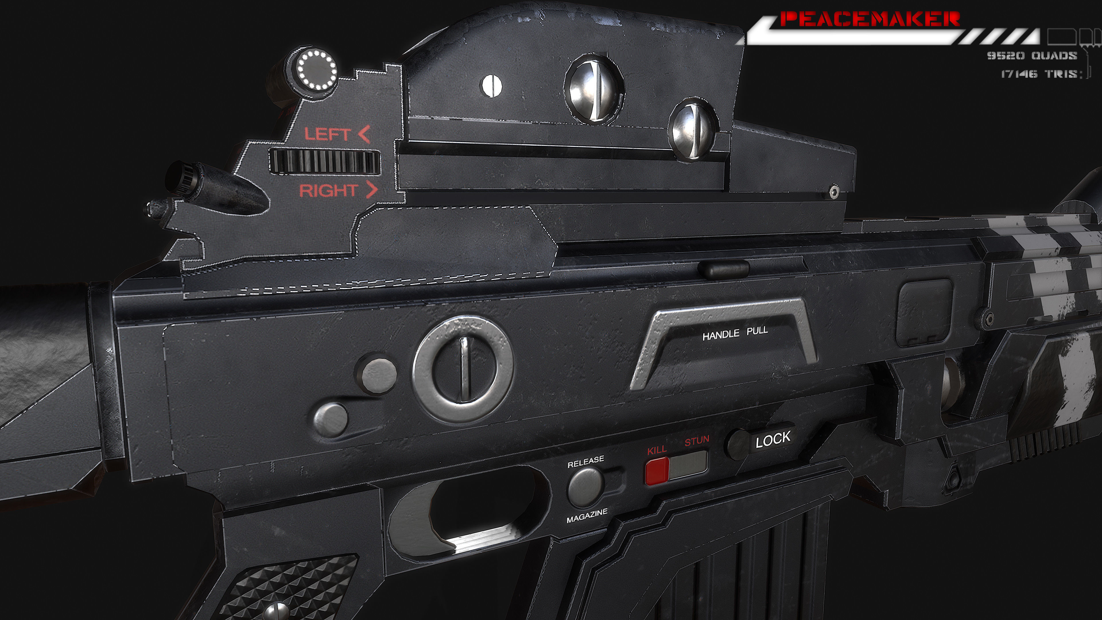 Lowpoly Sci fi Rifle Peacemaker  Low-poly 3D model_7