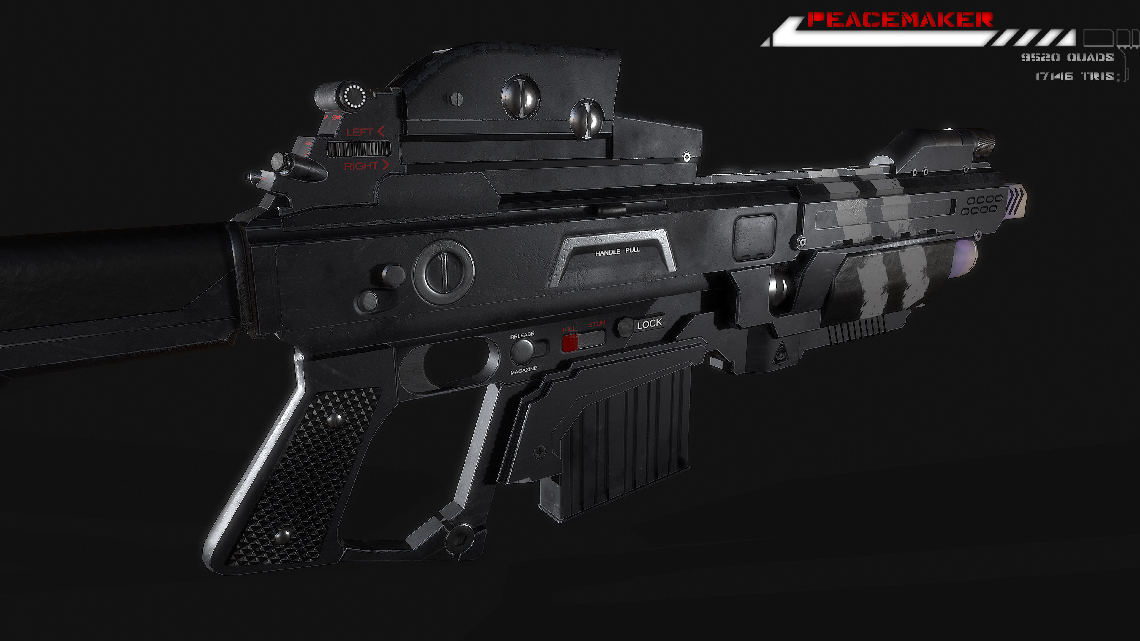 Lowpoly Sci fi Rifle Peacemaker  Low-poly 3D model_8