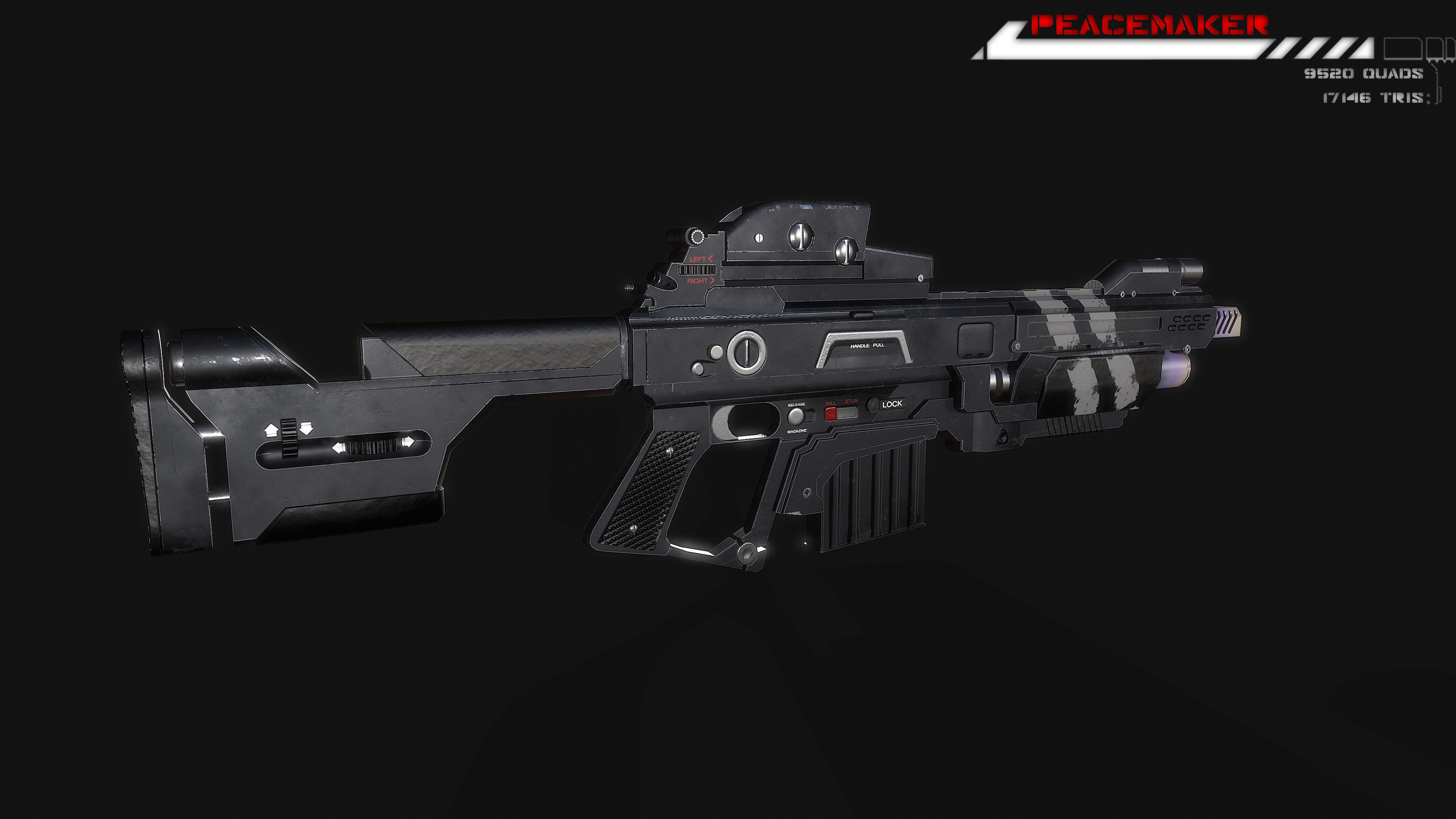 Lowpoly Sci fi Rifle Peacemaker  Low-poly 3D model_13
