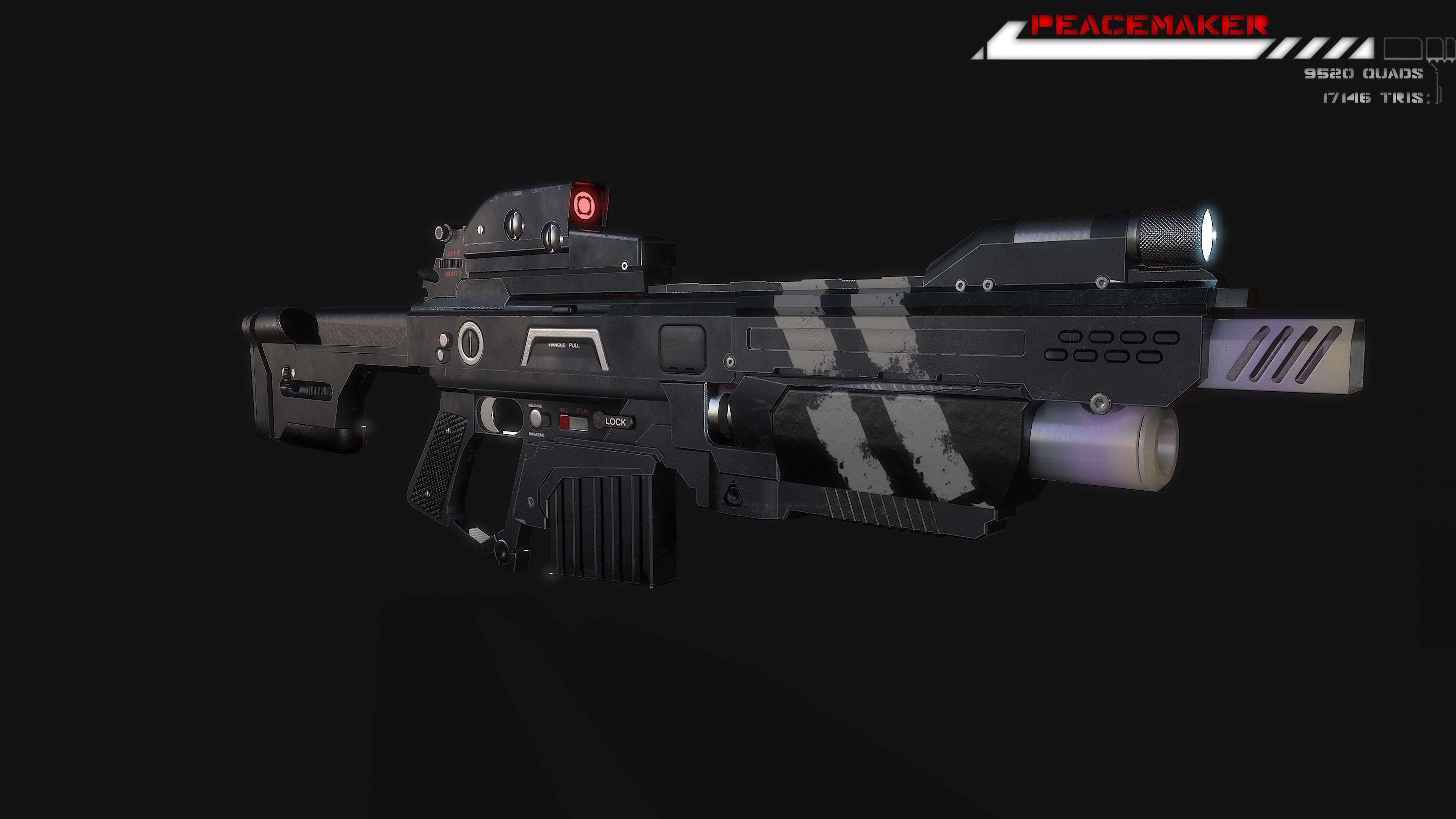 Lowpoly Sci fi Rifle Peacemaker  Low-poly 3D model_2