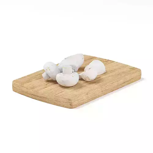 Sliced Mushrooms on Wooden Board