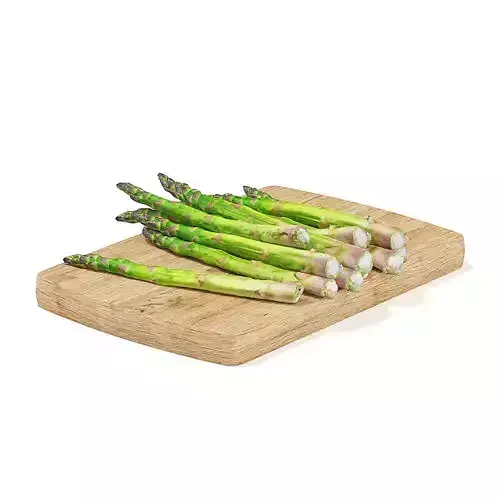 Asparagus on Wooden Board 3D model