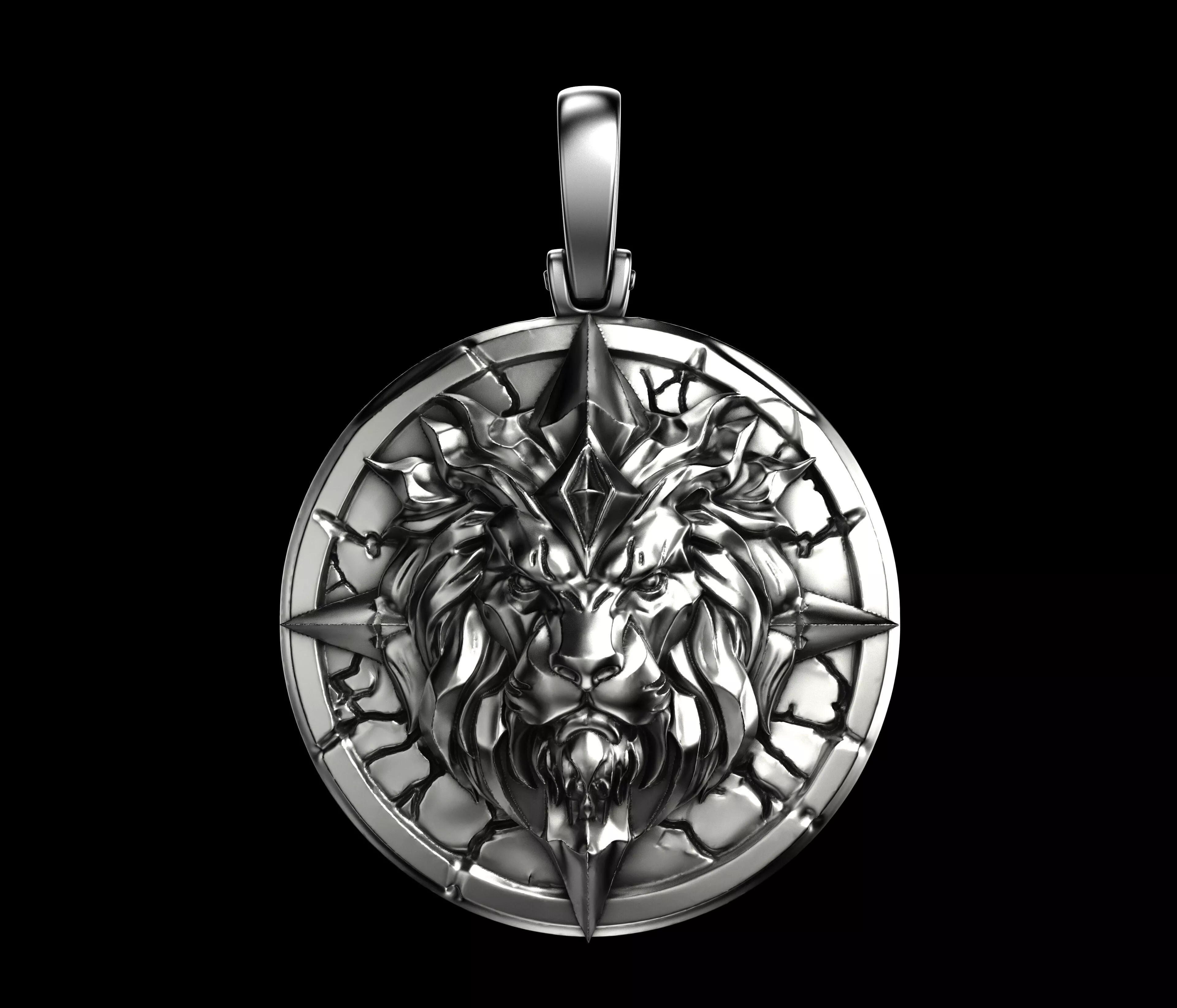 Golden Lion Compass Pendant STL Ready for Casting N1724 3D print model