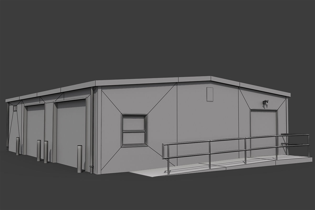 Small Warehouse Low-poly 3D model_2