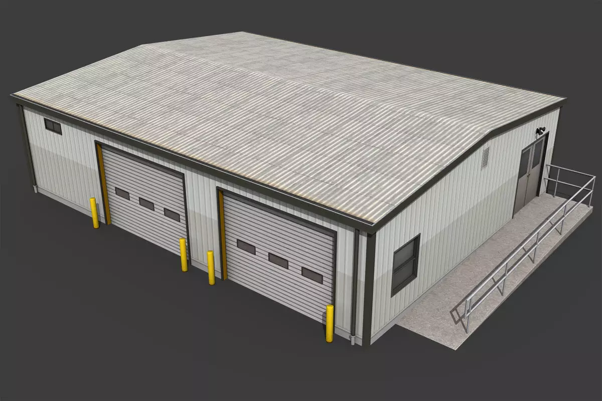 Small Warehouse Low-poly 3D model_0