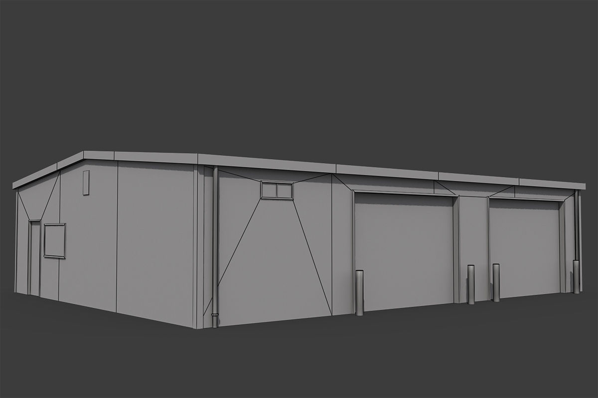 Small Warehouse Low-poly 3D model_4