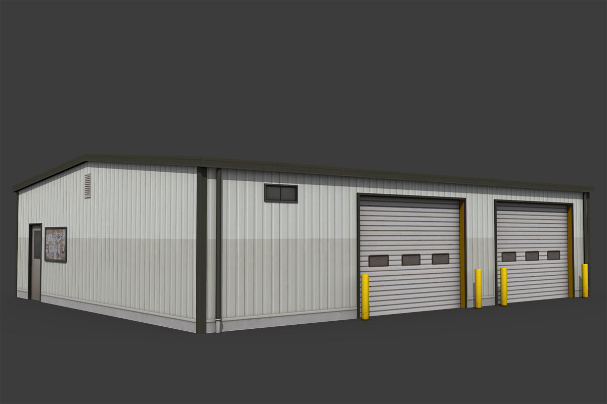 Small Warehouse Low-poly 3D model_3