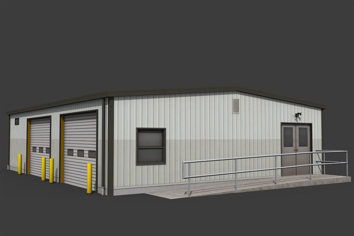 Small Warehouse Low-poly 3D model_1
