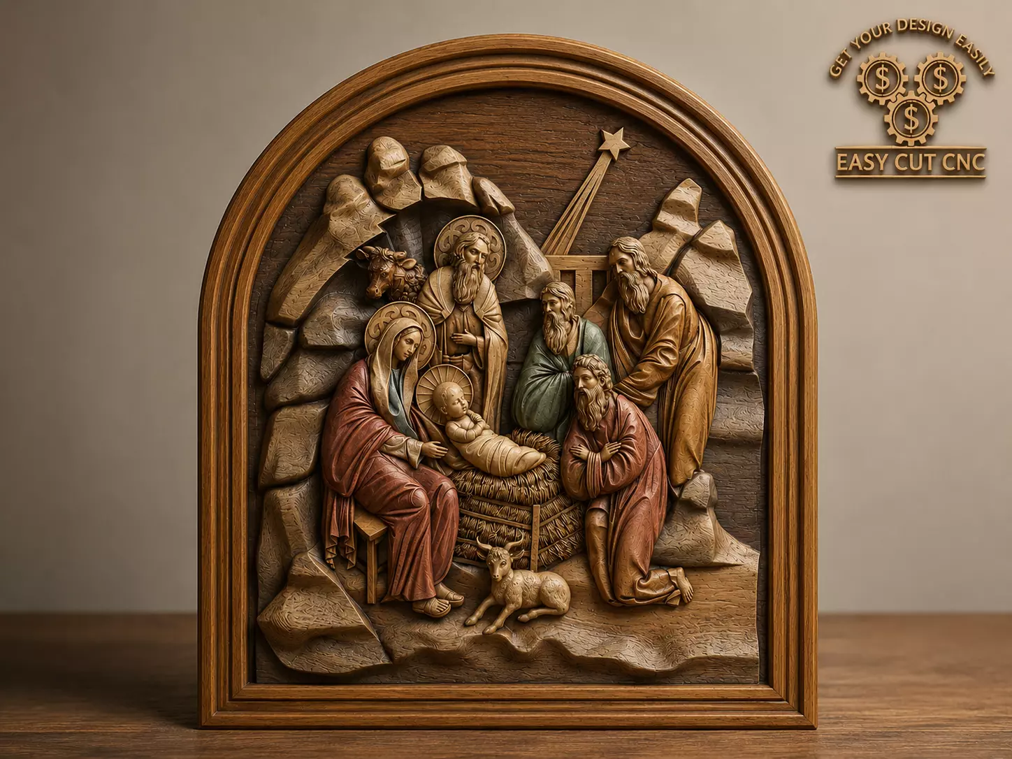 Nativity Scene Religious Relief CNC Panel 3D model