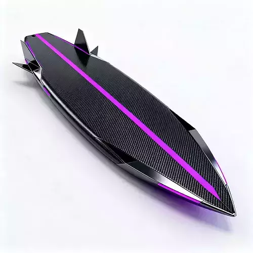 Neon-Surge Cyberpunk Surfboard 3D Model