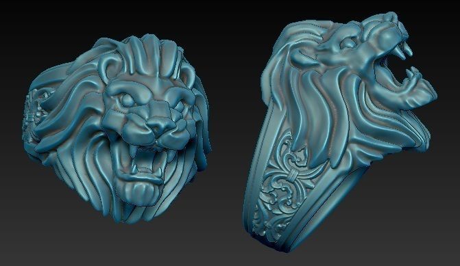 lion ring 3D print model_4